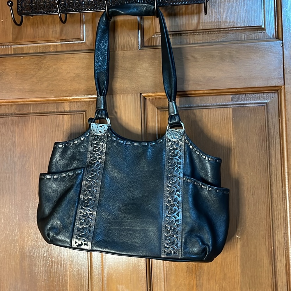 BRIGHTON Black Leather Shoulder Bag - Picture 2 of 10